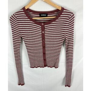 Express Striped Button Front Cropped Top Size XS